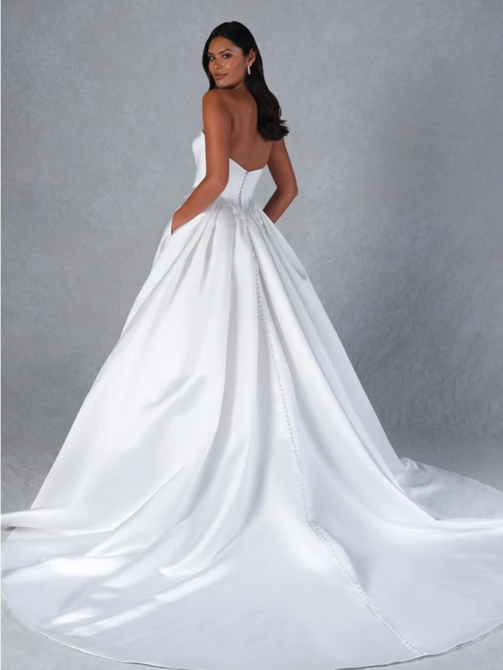 Justin Alexander | Rings Collection Strapless Satin Ball Gown in Ivory - Picture 2 of 5